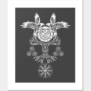 Viking Celtic Huginn & Muninn Odin's Ravens Vikings Style Posters and Art